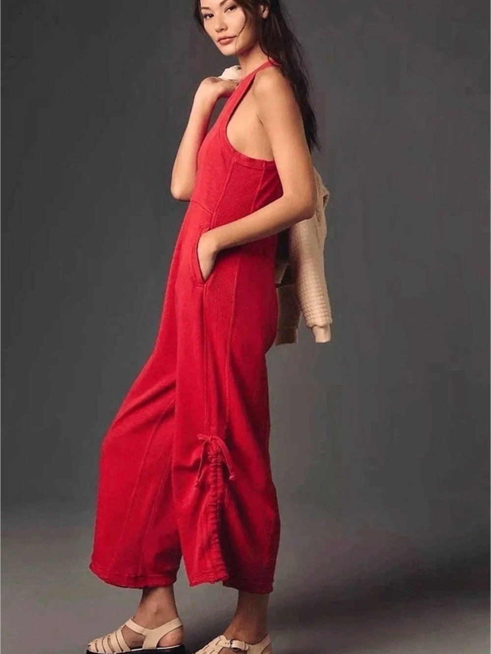 Anthropologie Daily Practice Red Wide Leg Jumpsuit Size XXS - Picture 3 of 12